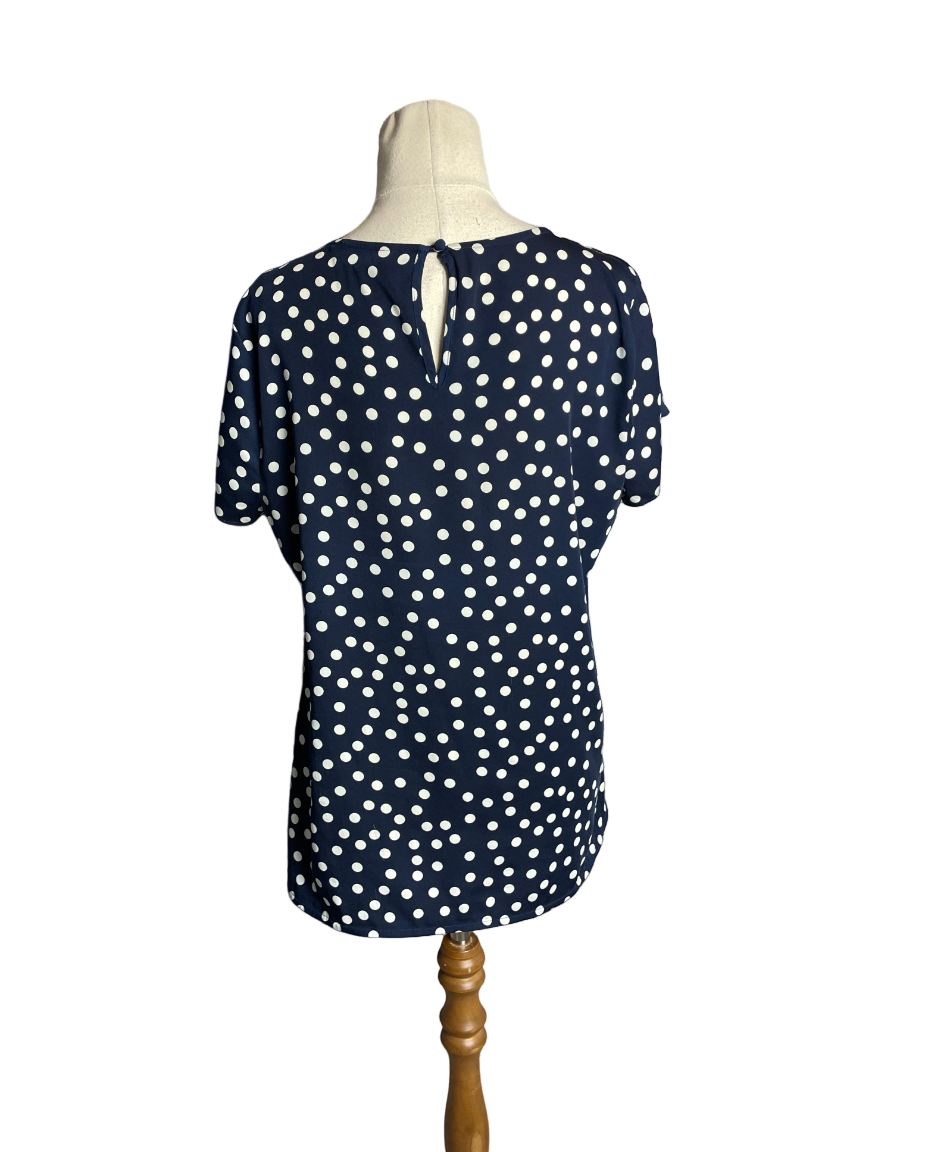 Jacqui.E navy and white polka dot blouse | size 12