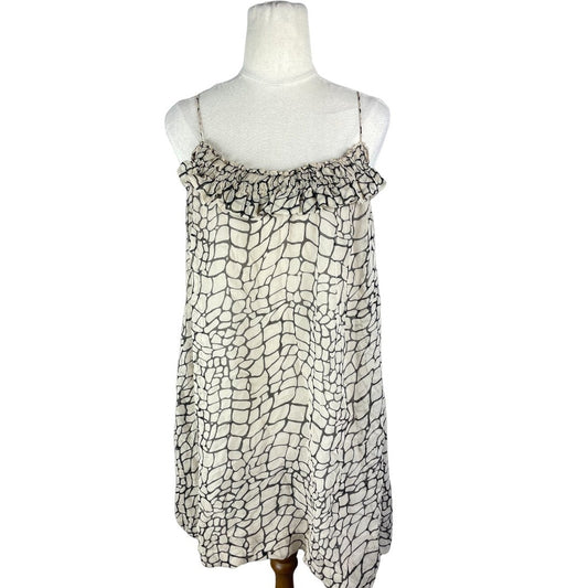 Karen Walker silk cream crocodile print dress | size 6