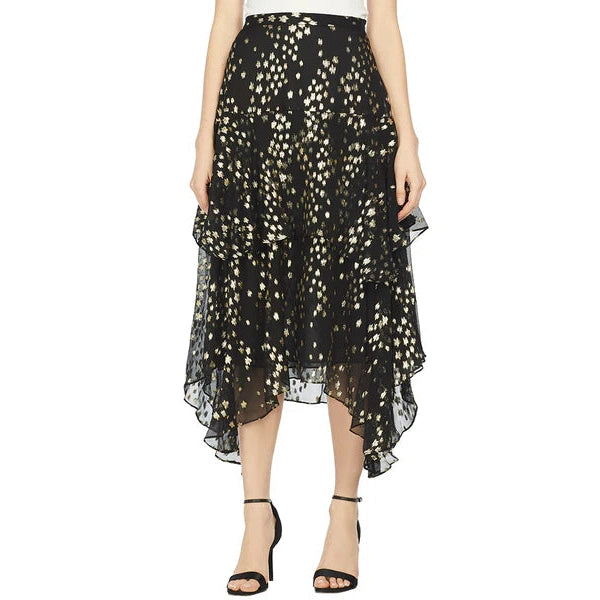 Loveshack Fancy black tiered skirt w gold spots | size 8 $700 RRP