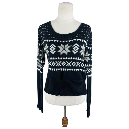 Mink Pink black jumper w white knit pattern | size 8