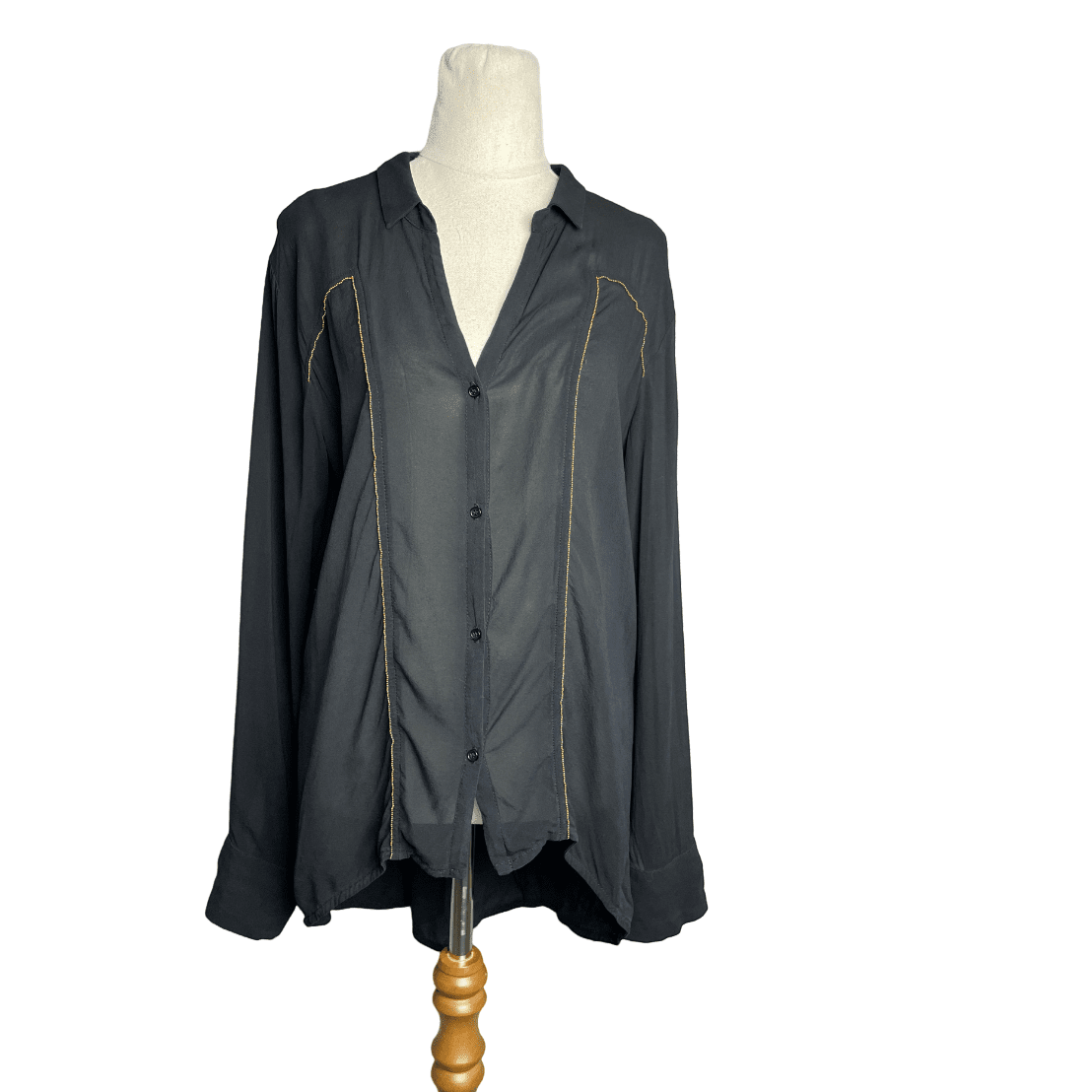 Moochi black silk shirt | size 8