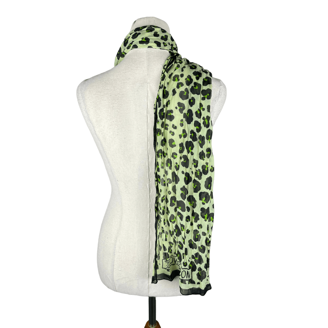 Moschino green leopard print scarf