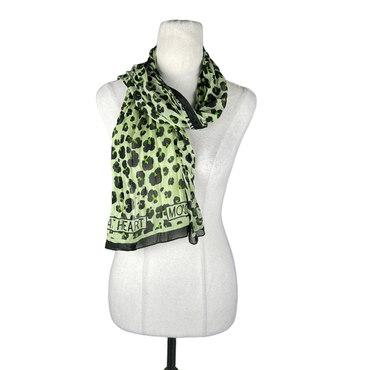 Moschino green leopard print scarf