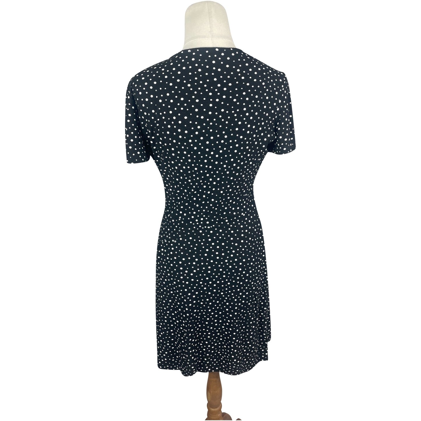 Next black w white spots V neck dress | size 8