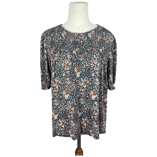 Next navy multi coloured floral print top | size 8