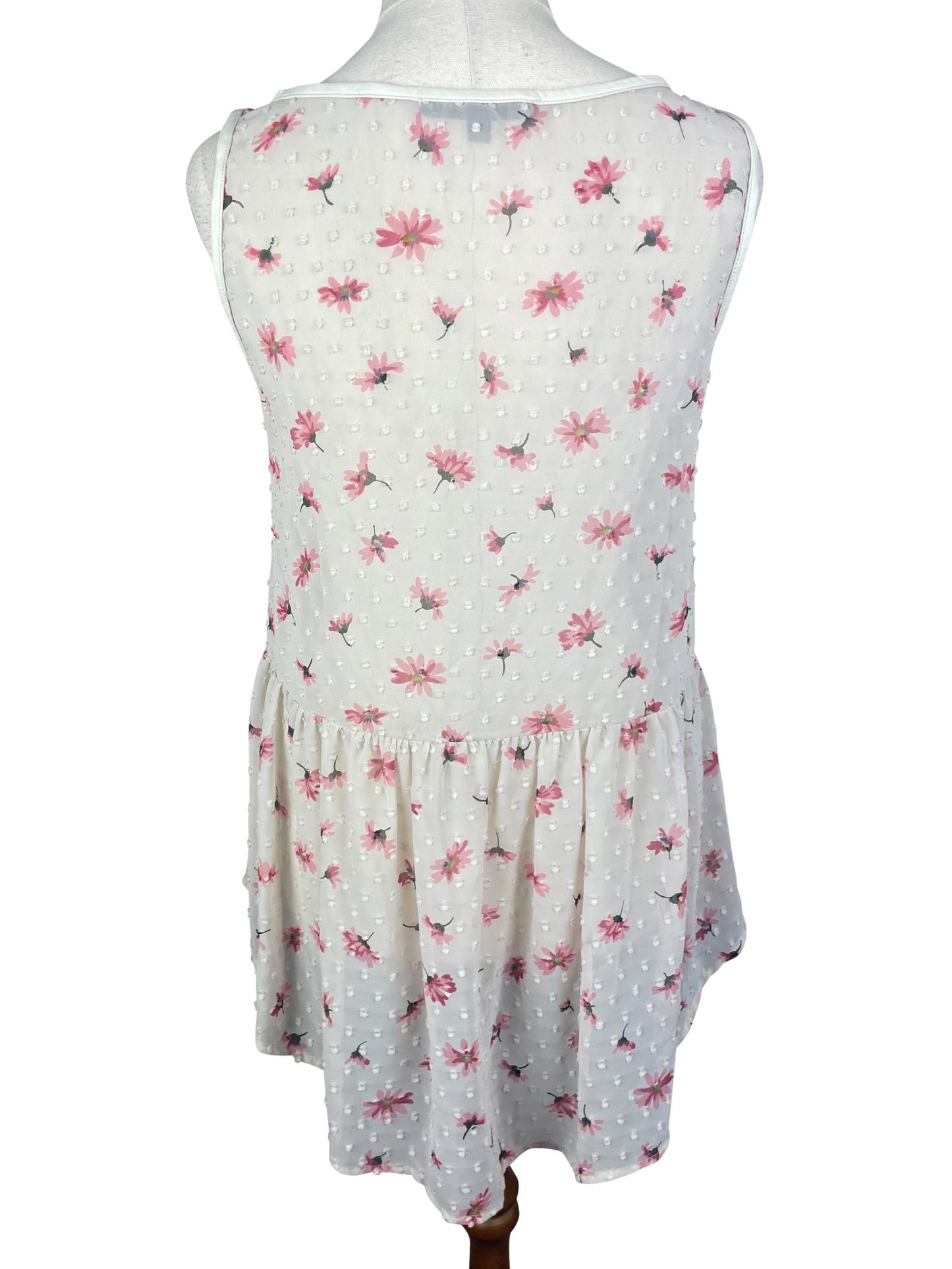 Potter's Pot cream sheer vest w dandelion print | size 10-12