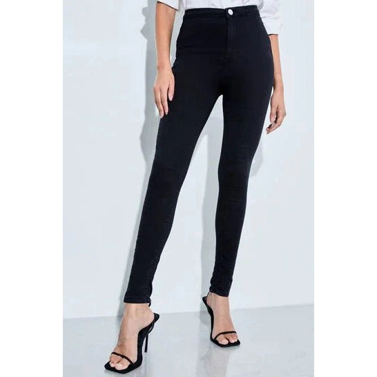 Lipsy Next high rise black skinny jeans | size 12R