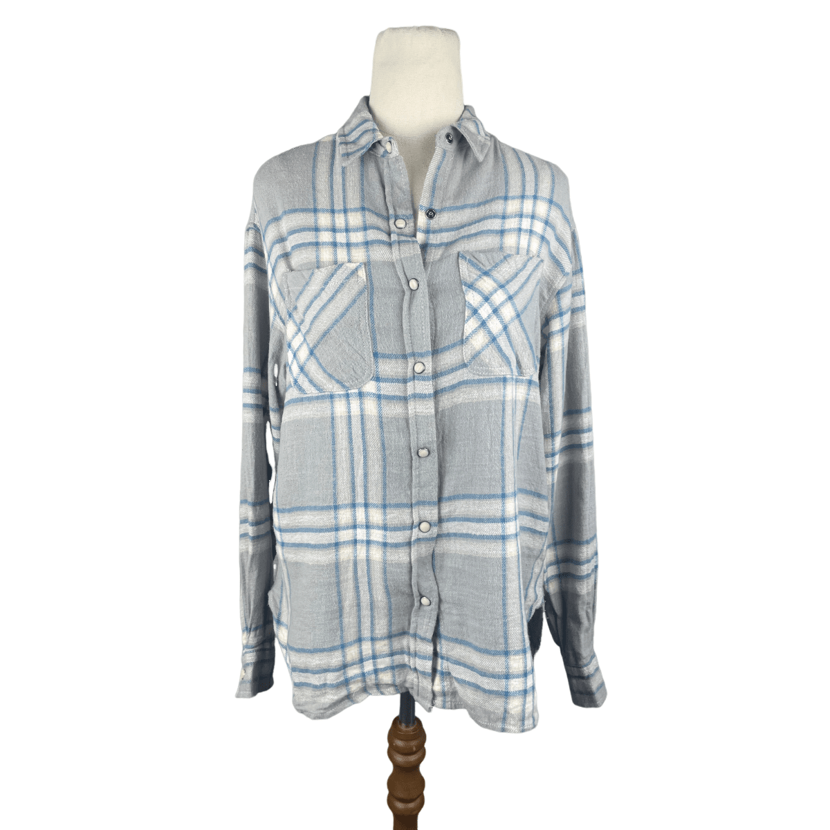 RSQ grey and blue tartan shirt | size XXS