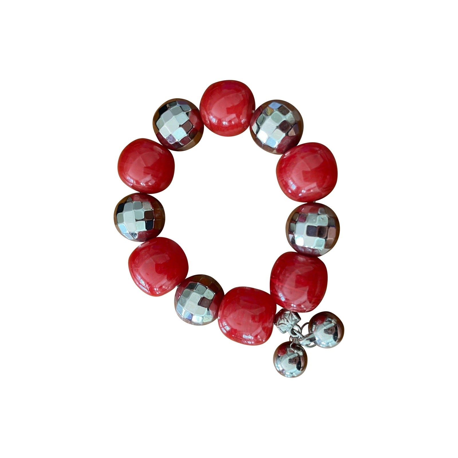 Red and silver bead bracelet