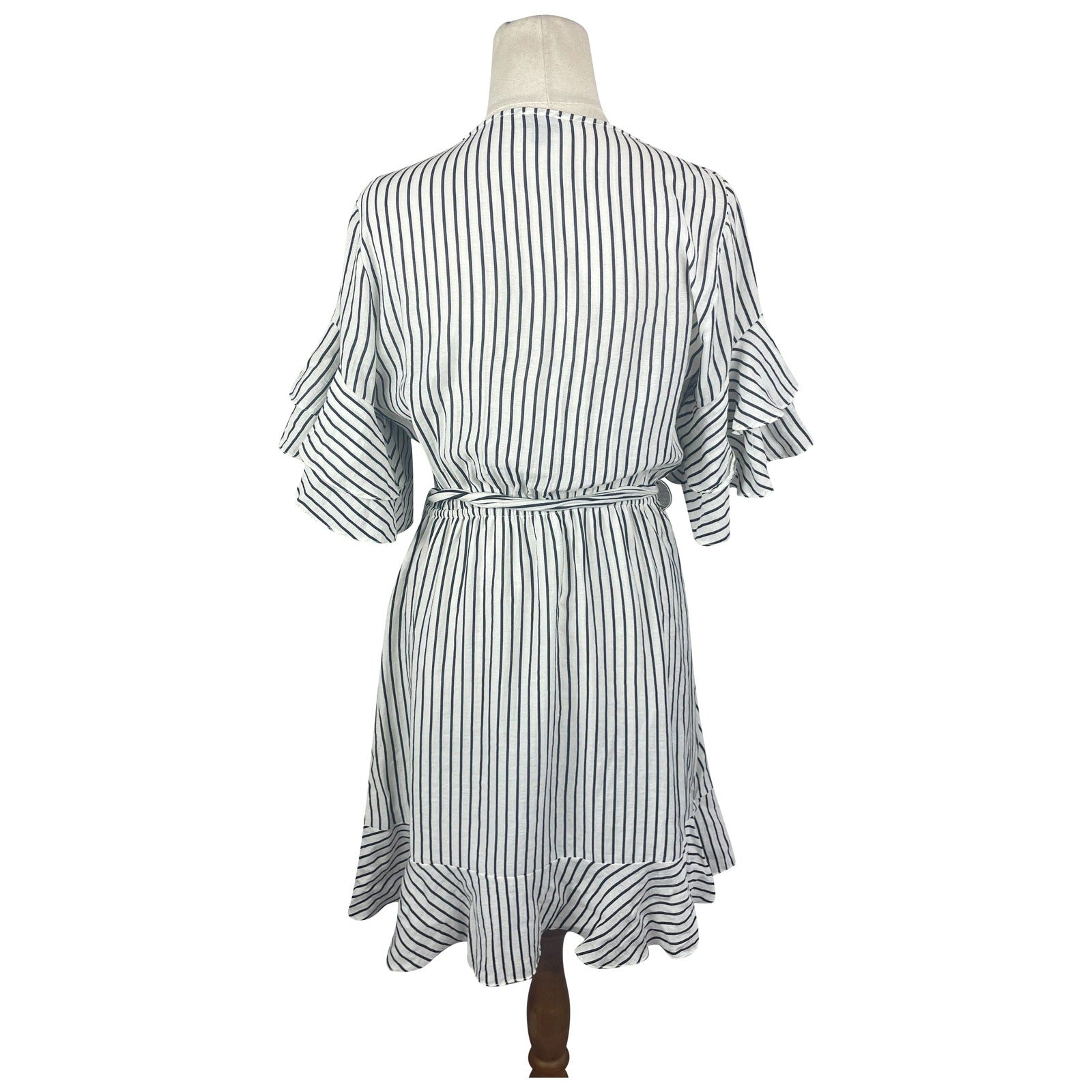 River Island white and black stripe wrap dress | size 10