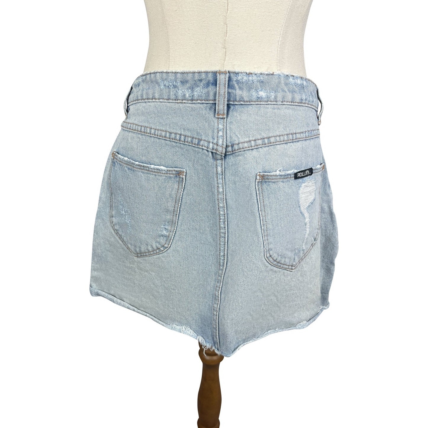 Rolla's light blue distressed denim mini skirt | size 10