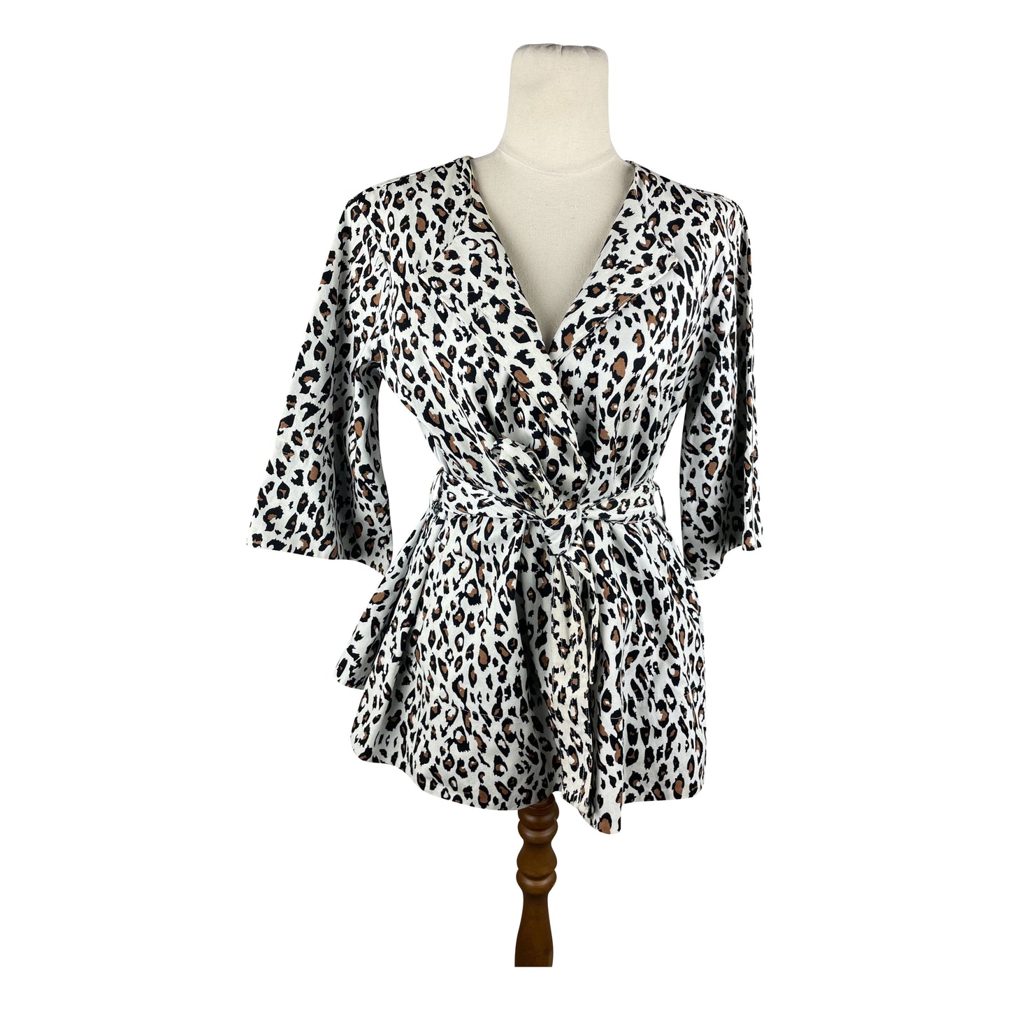 Ruby white cheetah print belted jacket | size 6