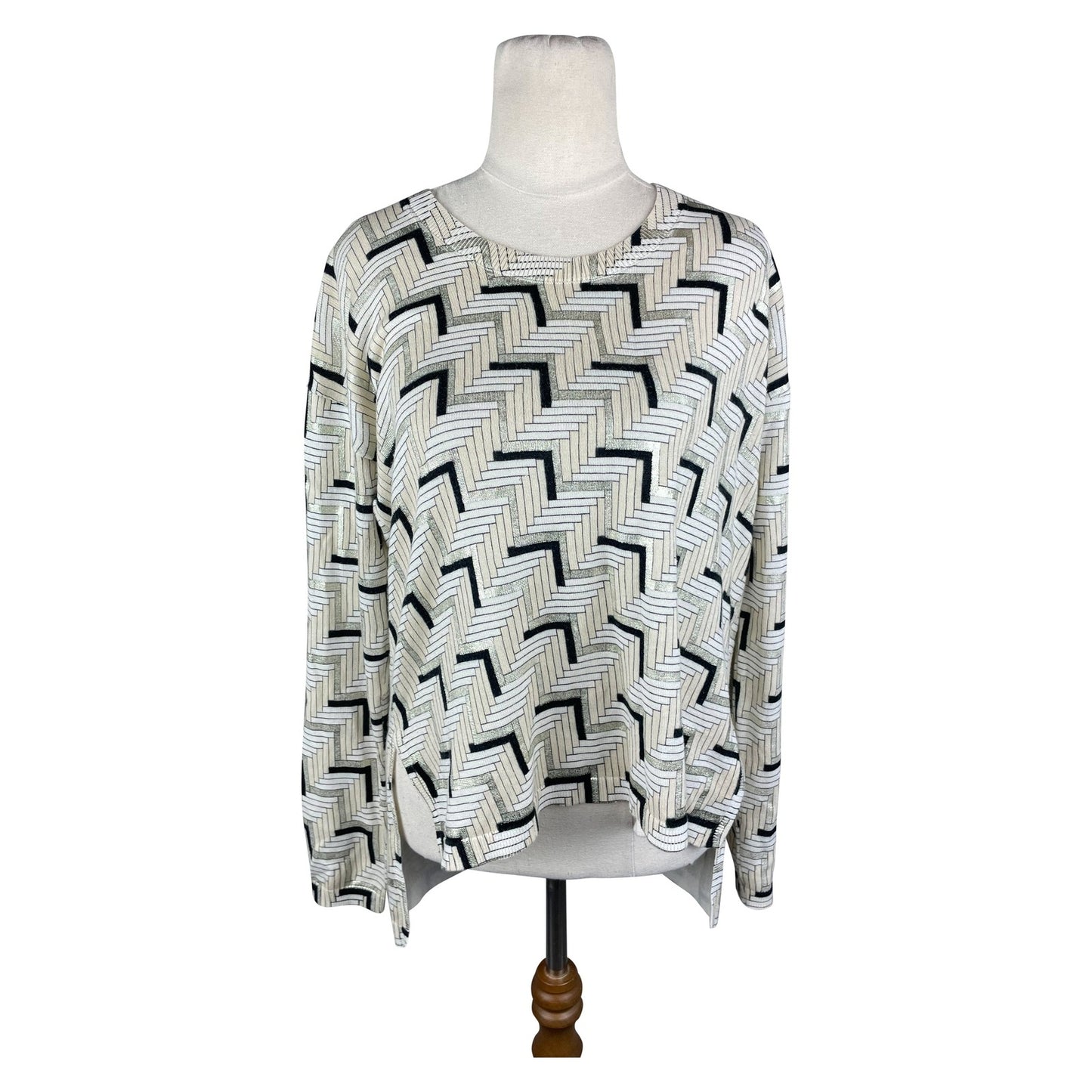 Sass & Bide cream and black herringbone pattern top | size 8