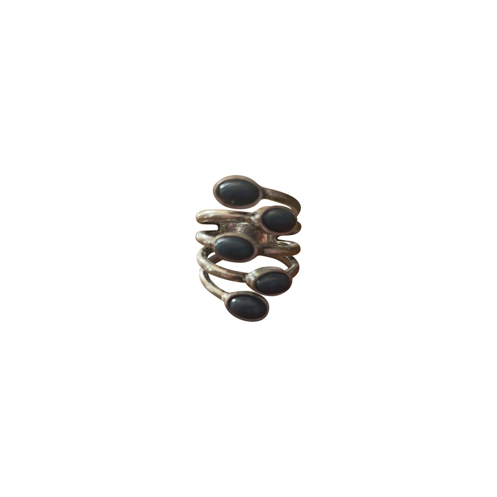 Stacked ring w grey stones