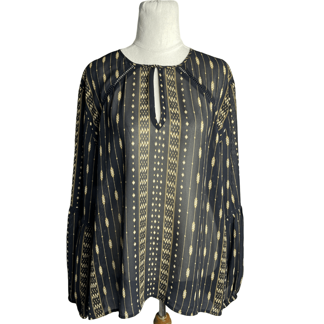 Storm black and gold sheer blouse | size 14