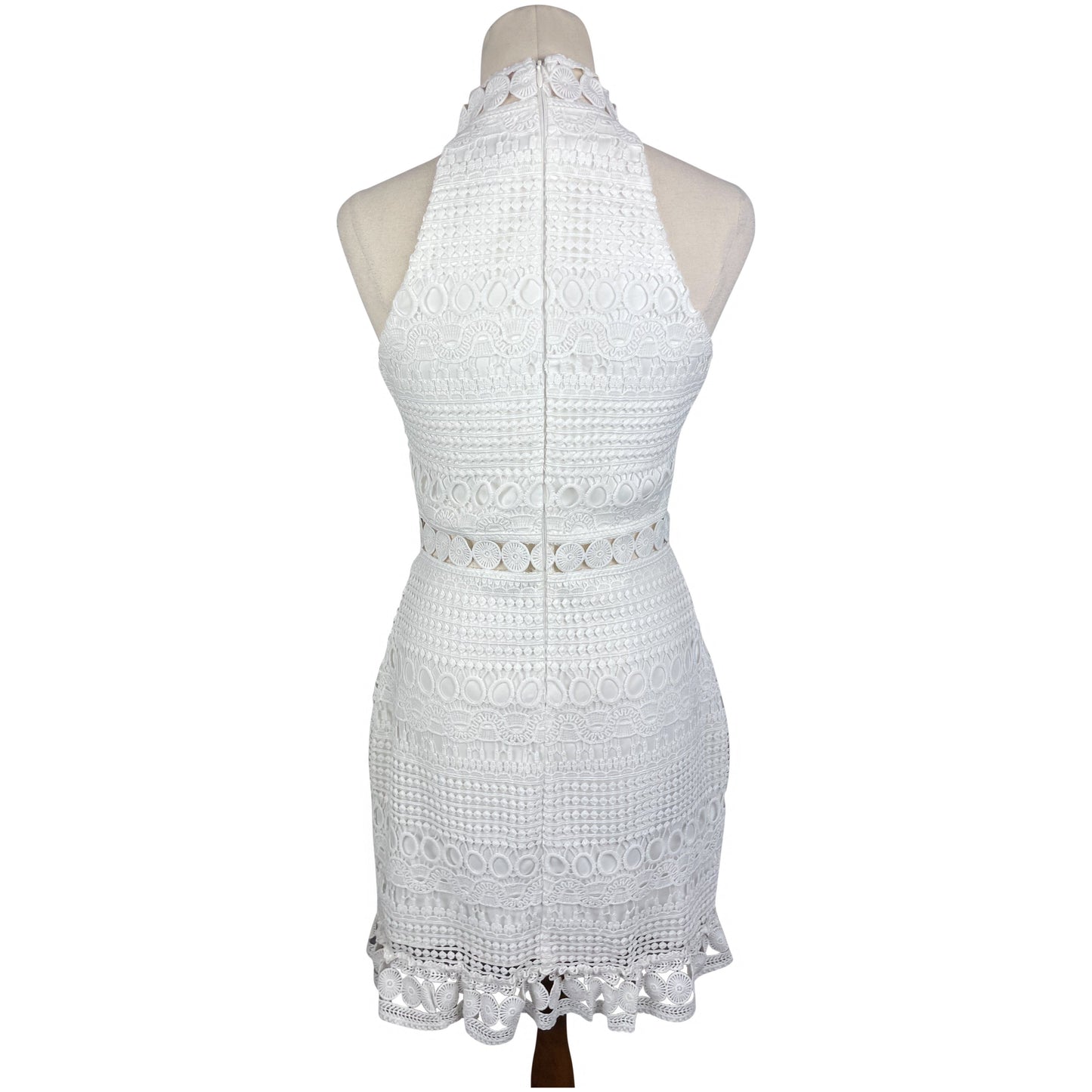 Two Sisters Label white ivory embroderie halter neck mini dress | size 8