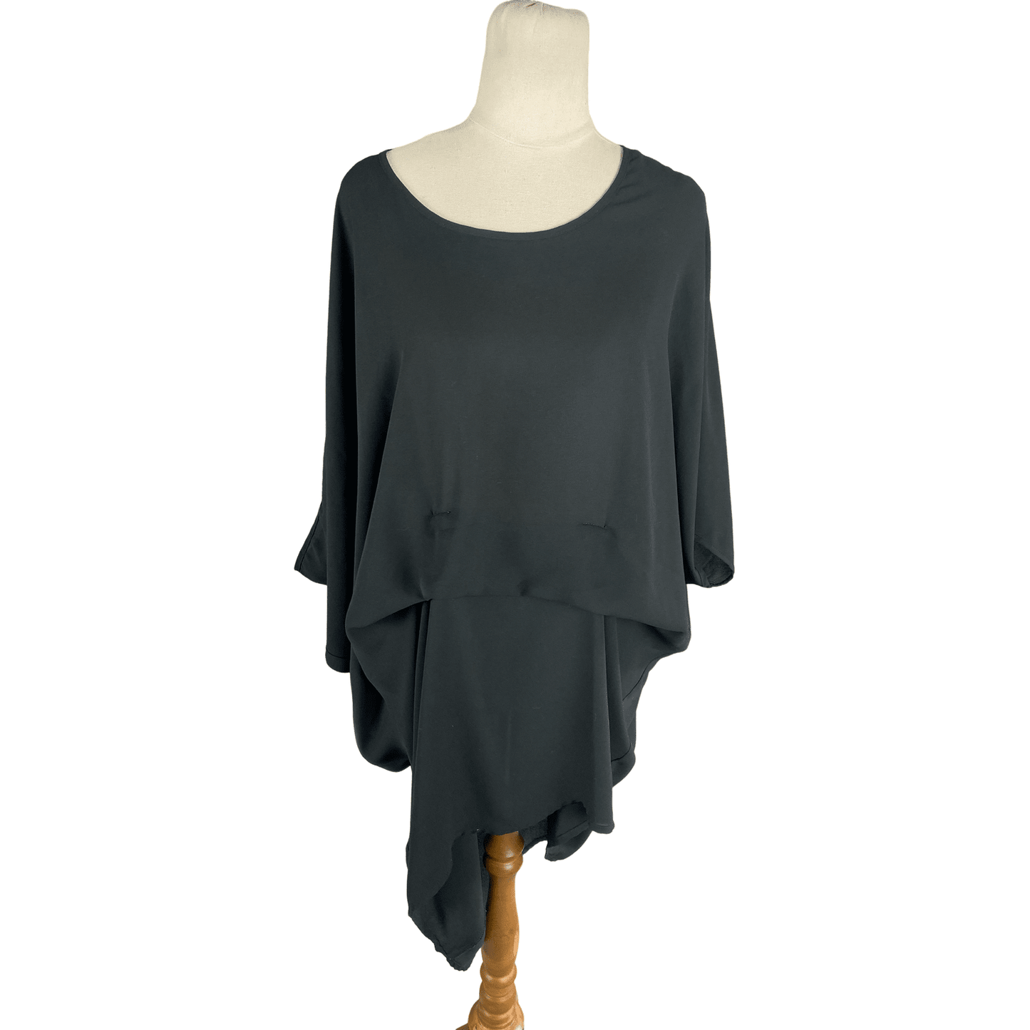 Two by Two asymmetrical black longline top | size 16