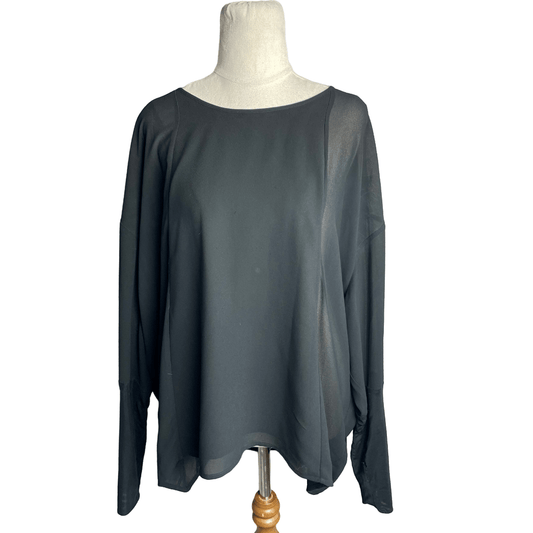 Verge black sheer panel blouse | size 12-14