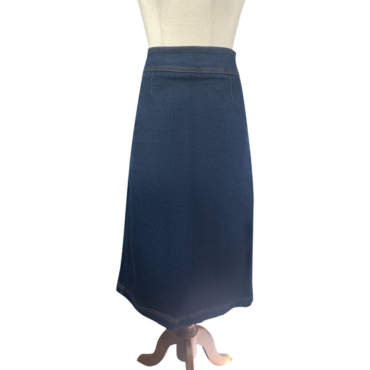 Warehouse dark denim midi skirt | size 10