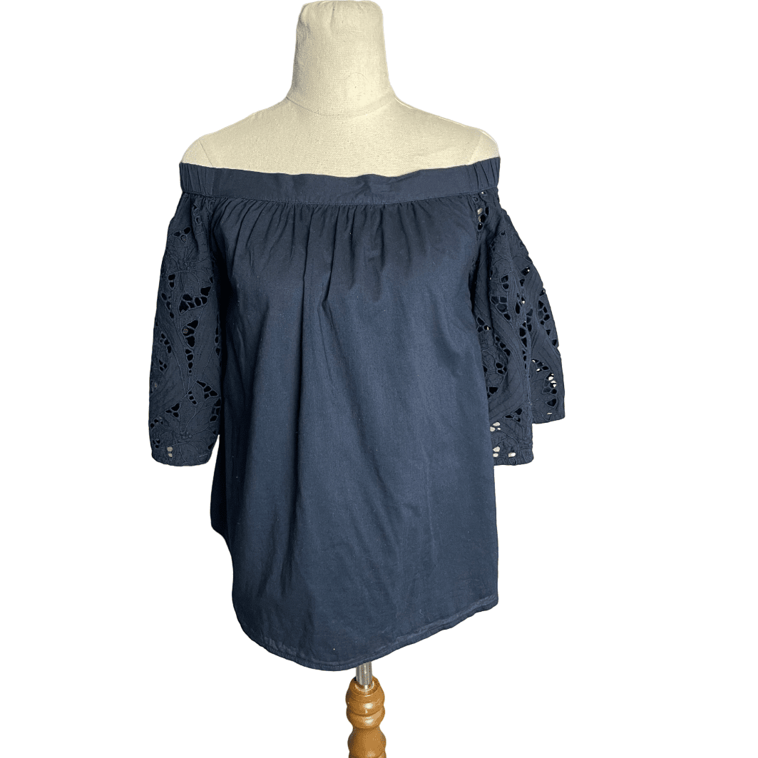 Witchery navy bandeau blouse | size 10