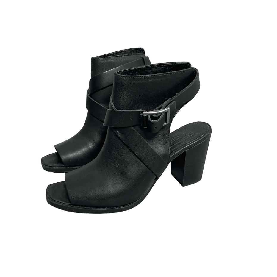 Wolverine black leather peeptoe slingback heeled boots | size 7 or EU37-38