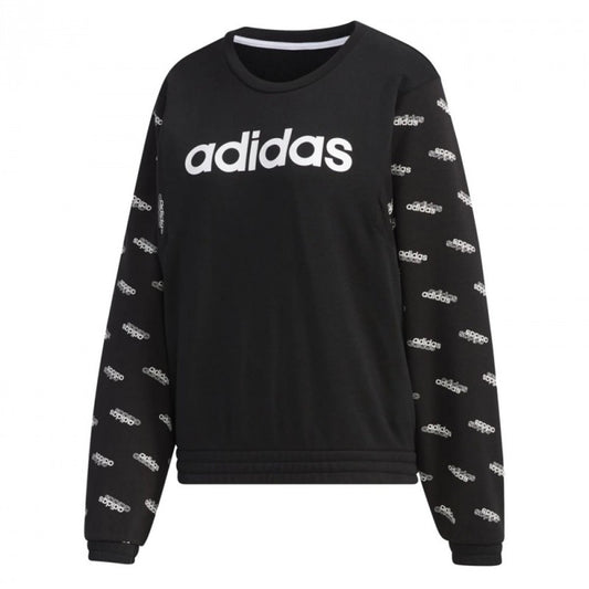 adidas black logo oversized print sweatshirt | size small