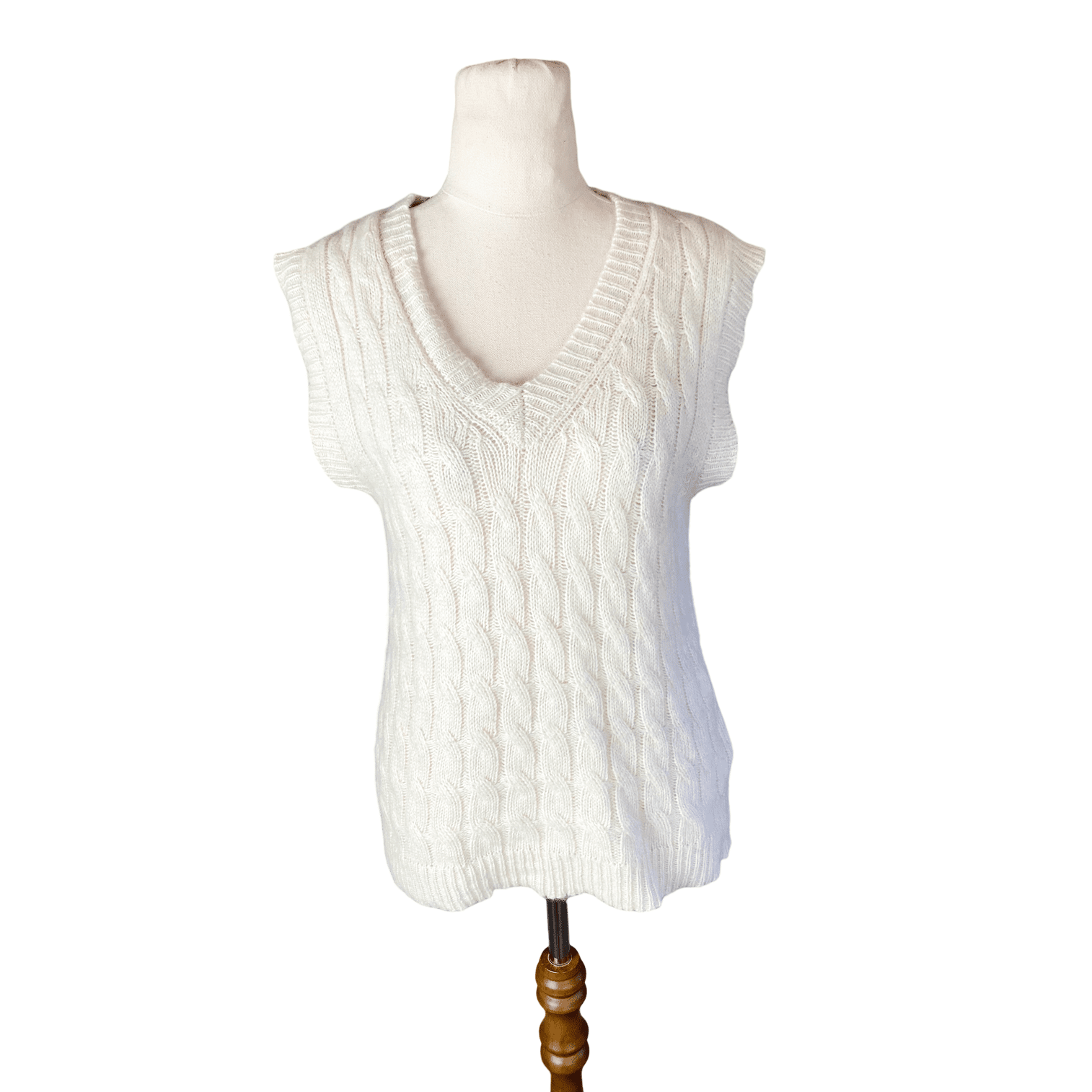 Oxford Wool Rich Cream Vest | size 8-10