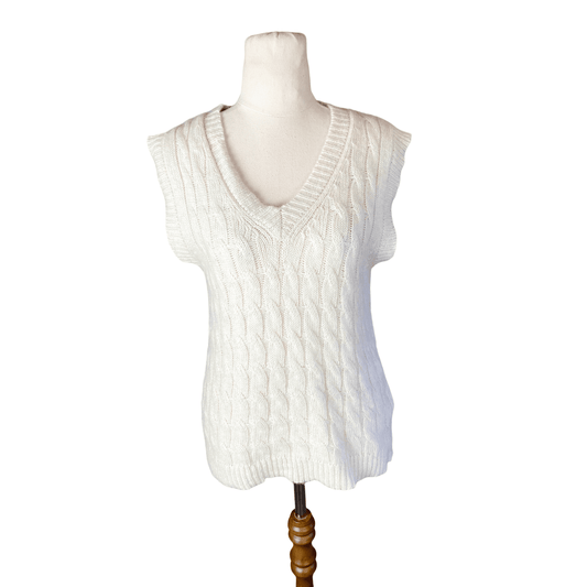 Oxford Wool Rich Cream Vest | size 8-10