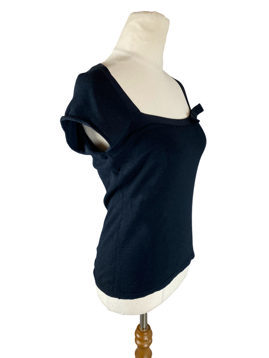 Cue sleeveless black top with bow detail | size 8