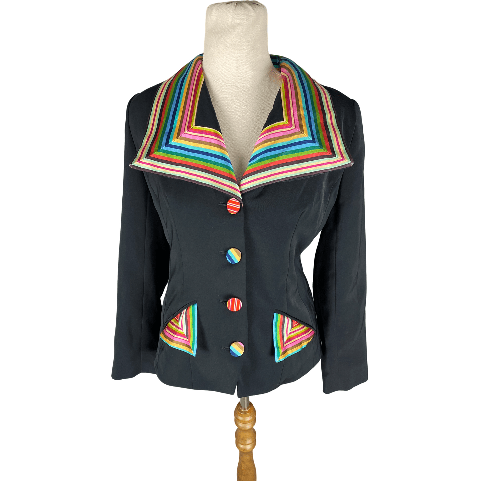 Adrienne Winkelmann blazer with rainbow trim | size 8