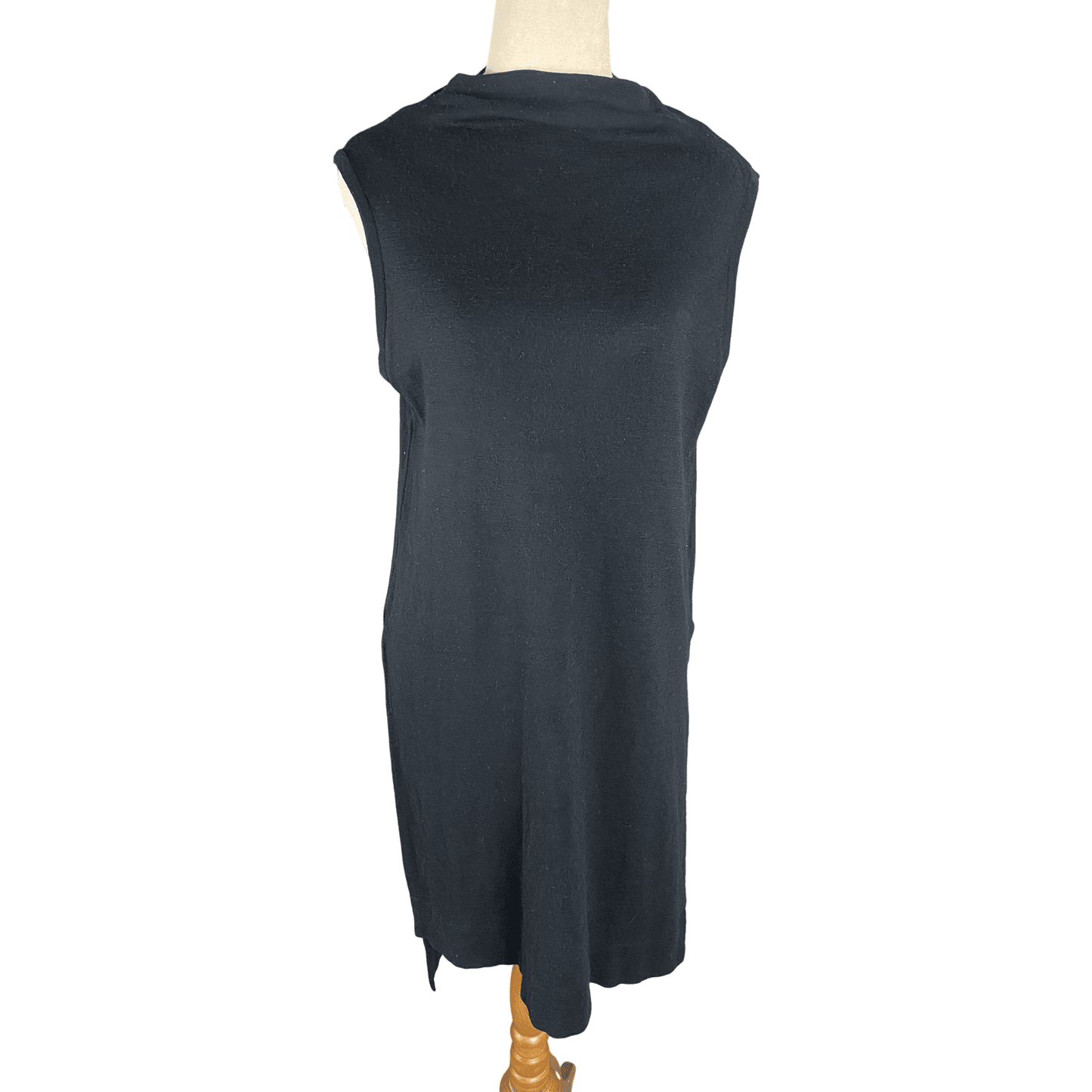 Max merino black longline top with side splits | size 8 small