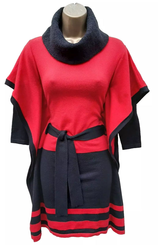 Karen Millen wool-blend red and black dress | size 12-14