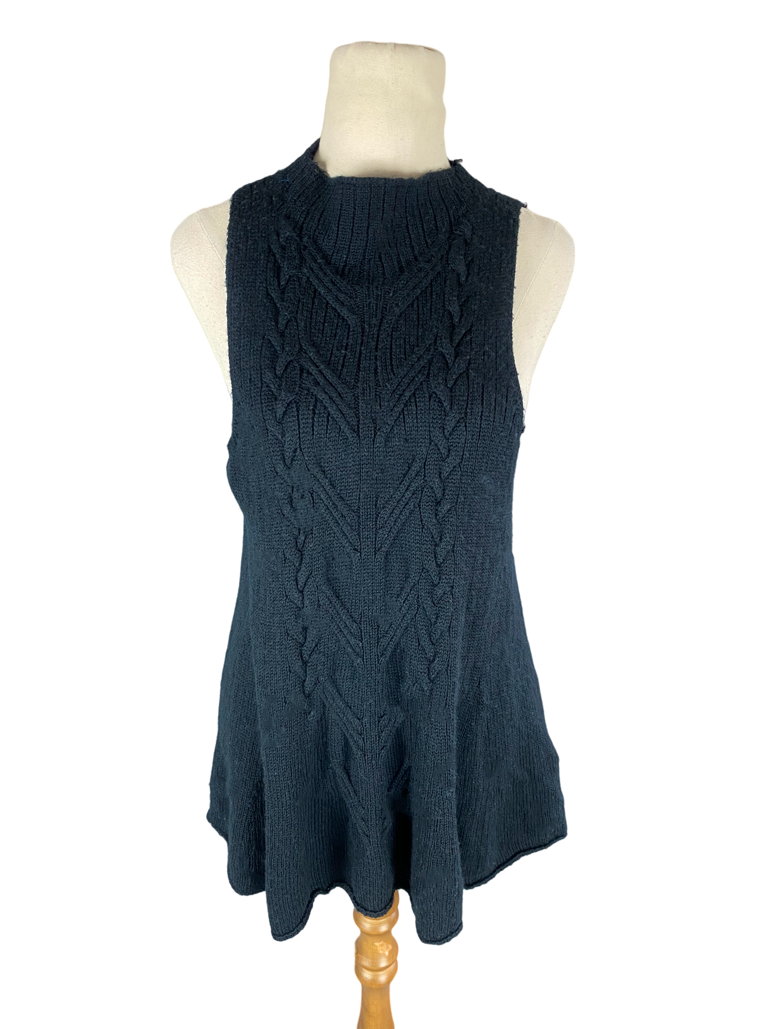 sass & bide black wool cable sleeveless top | size small