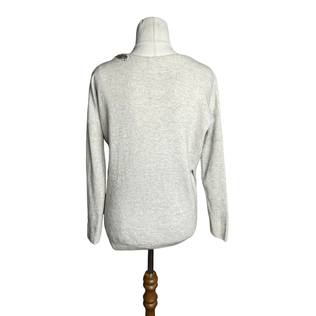 not branded cream embellish jumper | size 10-12