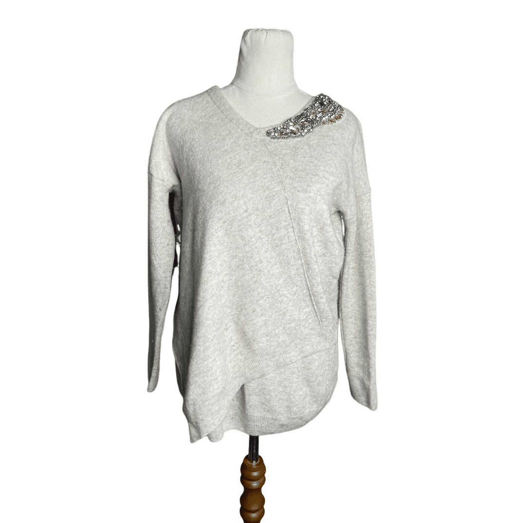 not branded cream embellish jumper | size 10-12