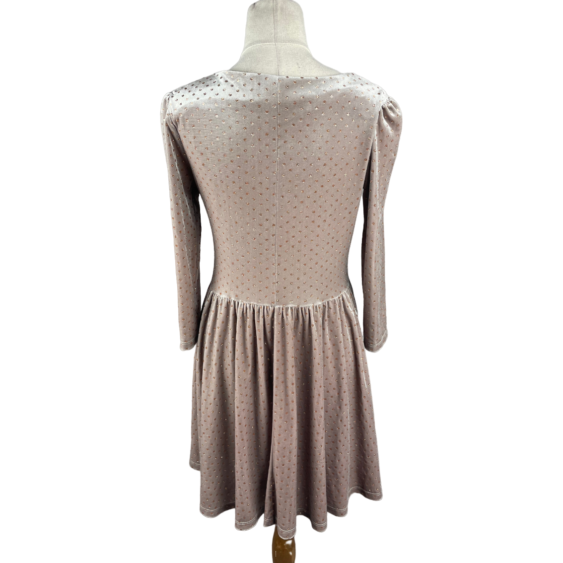 Topshop beige gold polka dot dress | size 10