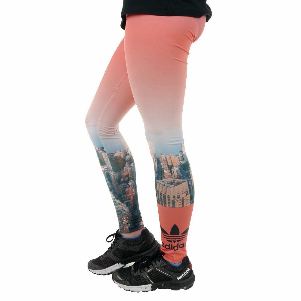 Adidas pink ombre cityscape leggings | size 10
