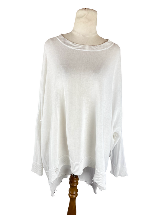 The Shanty Corporation linen-blend oversized white top | size 12-16