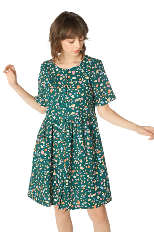 Princess Highway linen-blend green print dress | size 16