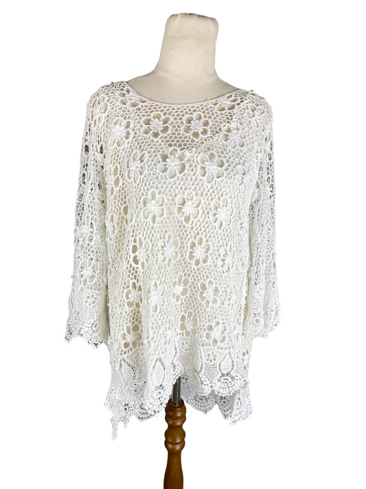 Max Lace-look crochet top with removable singlet | size 12