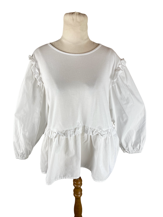 SEED cotton white puff sleeve top | size 12