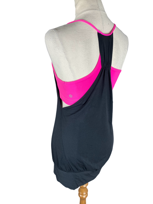 Lululemon black tank with pink inbuilt bra | size 4 Lululemon, NZ size 8