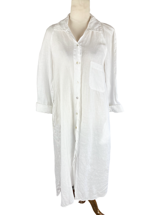 Zara white linen-blend maxi dress | size 8-10