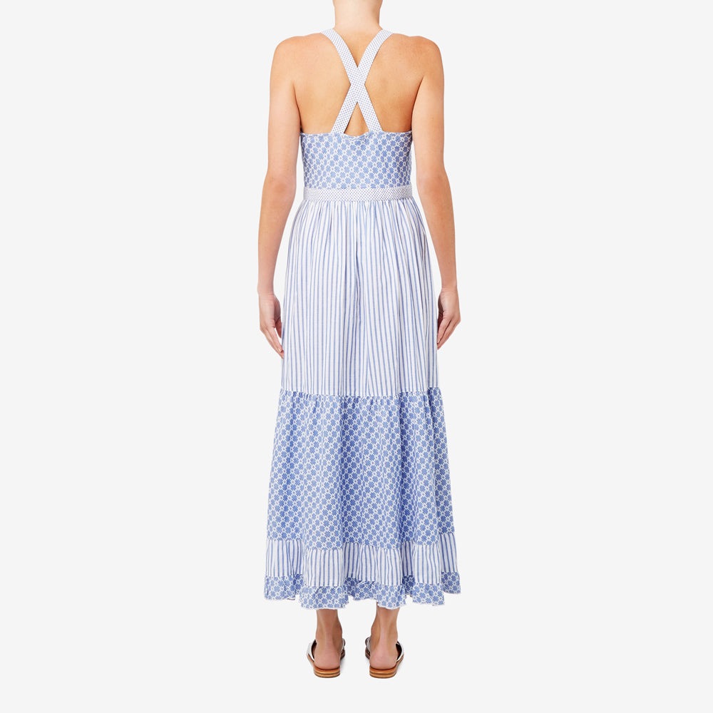 Seed blue and white pattern halter dress w out | size 8