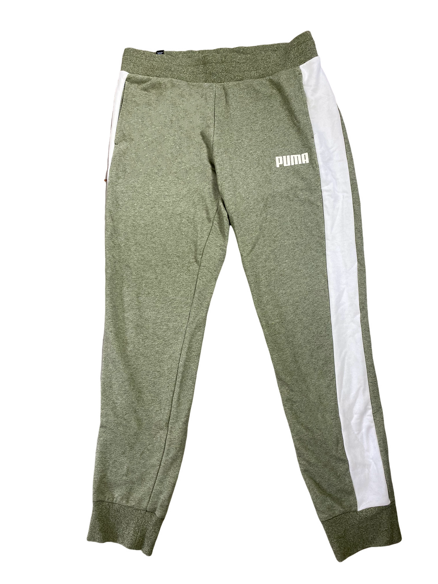 Puma khaki green strip track pants | size large