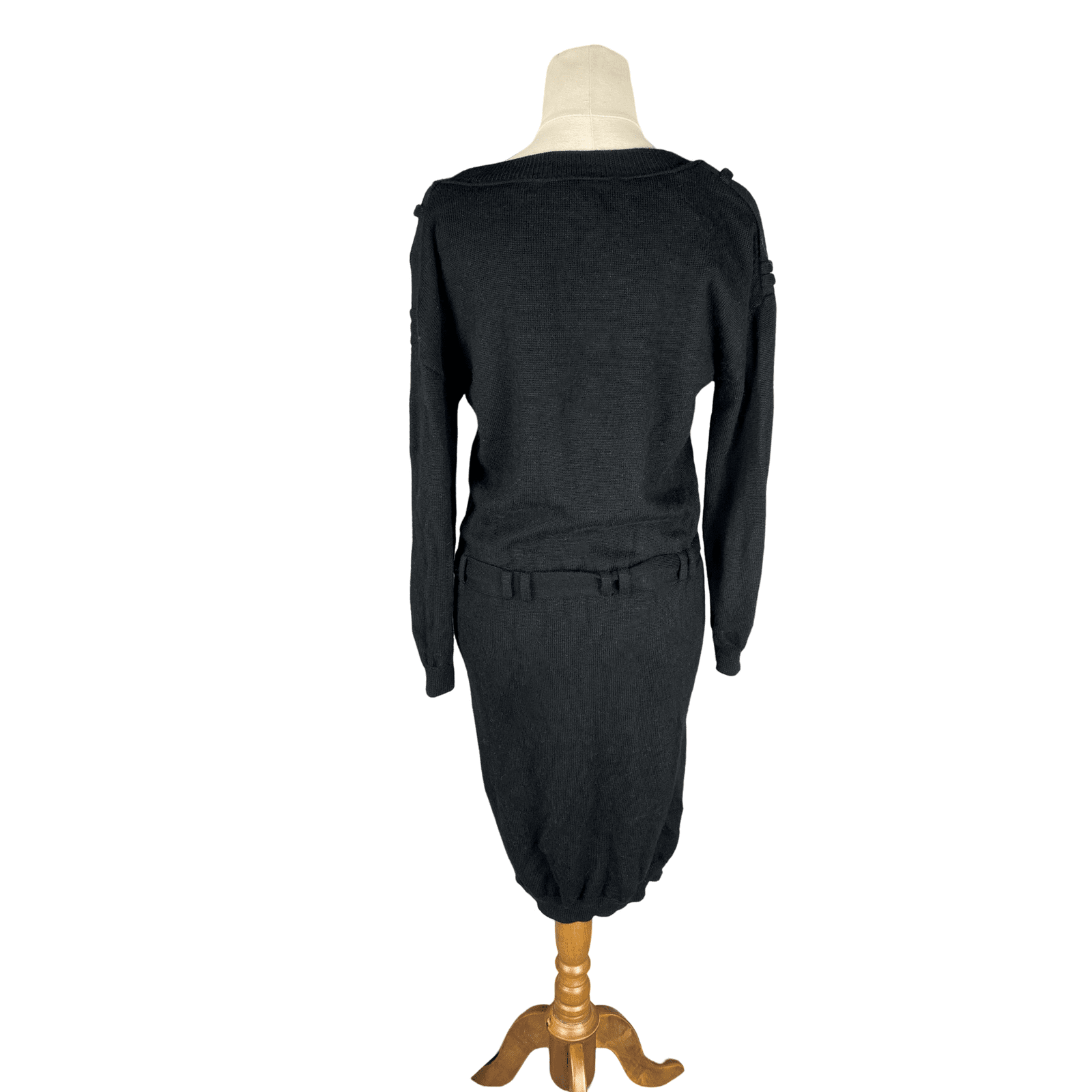 Country Road merino black midi dress with adjustable belt | size 8