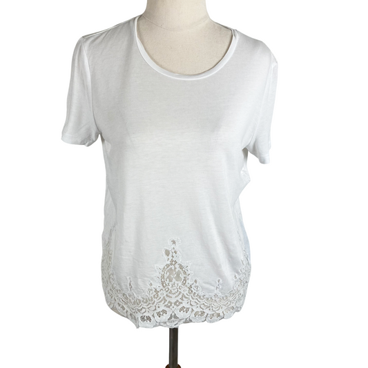 The Kooples white tee with lace detail | size 6